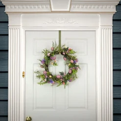 Easter Wreath-National Tree Company Artificial Spring Wreath, Woven Branch Base, Decorated With Pink Pastel Eggs, Purple Flowers, Ferns, Leafy Greens, Easter Collection, 22 Inches