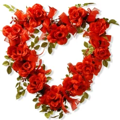 Valentine'S Day Wreath-National Tree Company Artificial Valentine'S Floral Heart Wreath, Red, Decorated With Roses, Flower Blooms, Berry Clusters, Valentine'S Day Collection, 16 Inches
