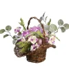 Easter Table Decor-National Tree Company Artificial Wicker Spring Basket, White, Filled With Eggs, Leaves, Flower Blooms, Easter Collection, 16 Inches