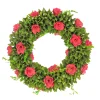 Flower Wreaths-National Tree Company Artificial Wreath Decoration, Pink, Lightweight Foam Base, Decorated With Green Assorted Flower Blooms, Seed Pods, Flowing Green Stems, Spring Collection, 18 Inches