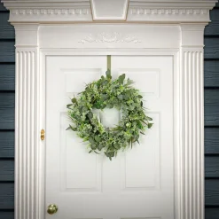 Greenery Wreaths-National Tree Company Artificial Wreath Decoration, Green, Woven Branch Base, Decorated With Eucalyptus Leaves, Flowing Green Stems, Spring Collection, 22 Inches