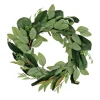 Greenery Wreaths-National Tree Company Artificial Wreath Decoration, Green, Woven Branch Base, Decorated With Eucalyptus Leaves, Magnolia Blooms, Flowing Green Stems, Spring Collection, 22 Inches