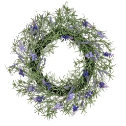 Flower Wreaths-National Tree Company Artificial Wreath Decoration, Purple, Woven Branch Base, Decorated With Lavender, Rosemary, Flowing Green Stems, Spring Collection, 19 Inches
