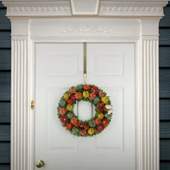 Flower Wreaths-National Tree Company Artificial Wreath Decoration, Multi, Lightweight Foam Base, Decorated With Colorful Assorted Wood Cut Flowers, Flowing Green Leaves, Spring Collection, 20 Inches