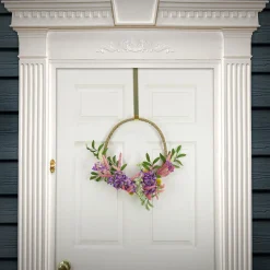Flower Wreaths-National Tree Company Artificial Wreath Decoration, Purple, Woven Hoop Ring Base, Decorated With Lavender, Mini Blossoms, Flowing Green Stems, Spring Collection, 16 Inches