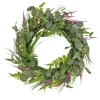 Greenery Wreaths-National Tree Company Artificial Wreath Decoration, Green, Woven Branch Base, Decorated With Eucalyptus Leaves, Lavender, Flowing Green Stems, Spring Collection, 22 Inches