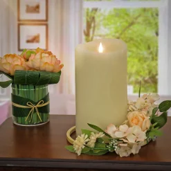 Flower Wreaths-National Tree Company Artificial Wreath Decoration, Pink, Hoop Ring Base, Decorated With Rose And Hydrangea Blooms, Flowing Green Stems, Spring Collection, 12 Inches