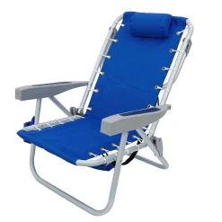 Outdoor Chair-National Tree Company Blue Horizontal Stripe Beach Chair With Pillow And Side Pouch