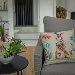 Easter Textile-National Tree Company Bunny With Carrots Decorative Pillow, Cream, Easter Collection, 16 Inches