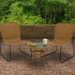 Patio Sets-National Tree Company Cascais Collection 3-Piece All-Weather Wicker Chat Set