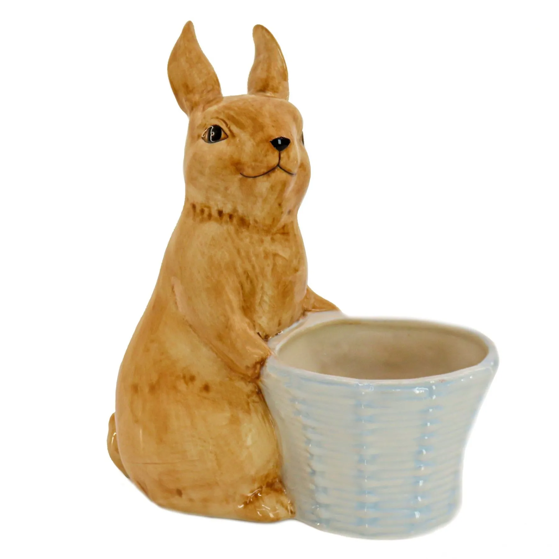 Easter Table Decor-National Tree Company Ceramic Bunny With Basket Table Decoration, Basket Empty To Fill, Easter Collection, 11 Inches