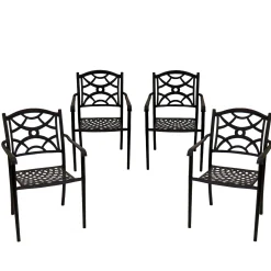 Patio Sets-National Tree Company Darby Collection 4-Piece Cast Aluminum All-Weather Chair Set