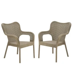 Outdoor Chair-National Tree Company Dorset Collection Wicker Texture All-Weather Stacking Chairs