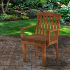 Outdoor Chair-National Tree Company Eucalyptus Grandis Wood Dining Armchair, Chocolate