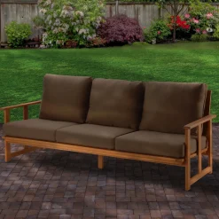 Outdoor Sofa-National Tree Company Eucalyptus Grandis Wood Sofa, Chocolate