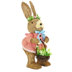 Easter Table Decor-National Tree Company Female Bunny In Pink Dress Table Decoration, Easter Collection, 10 Inches