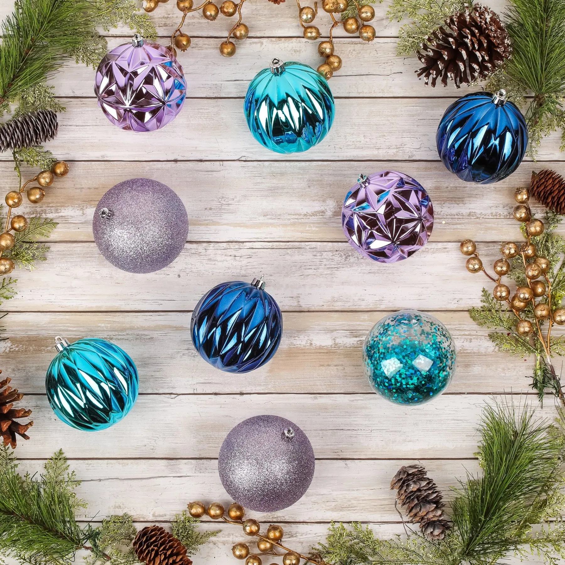 Christmas Ornament-National Tree Company First Traditions - 13" Purple Xmas Ball Decor Set