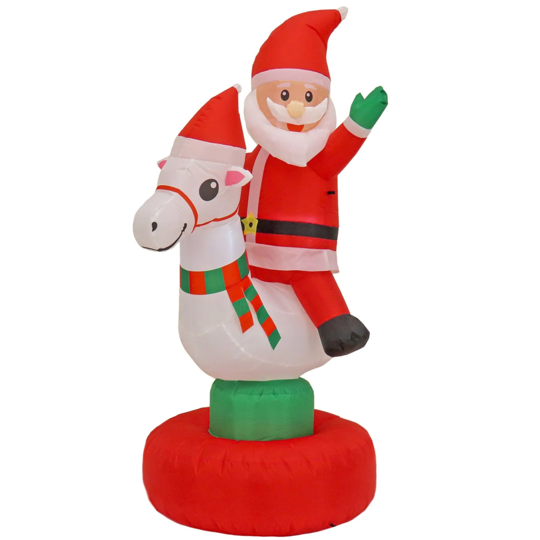 Christmas Inflatable-National Tree Company First Traditions - 6' Red Inflatable Blow Up Santa On Horse