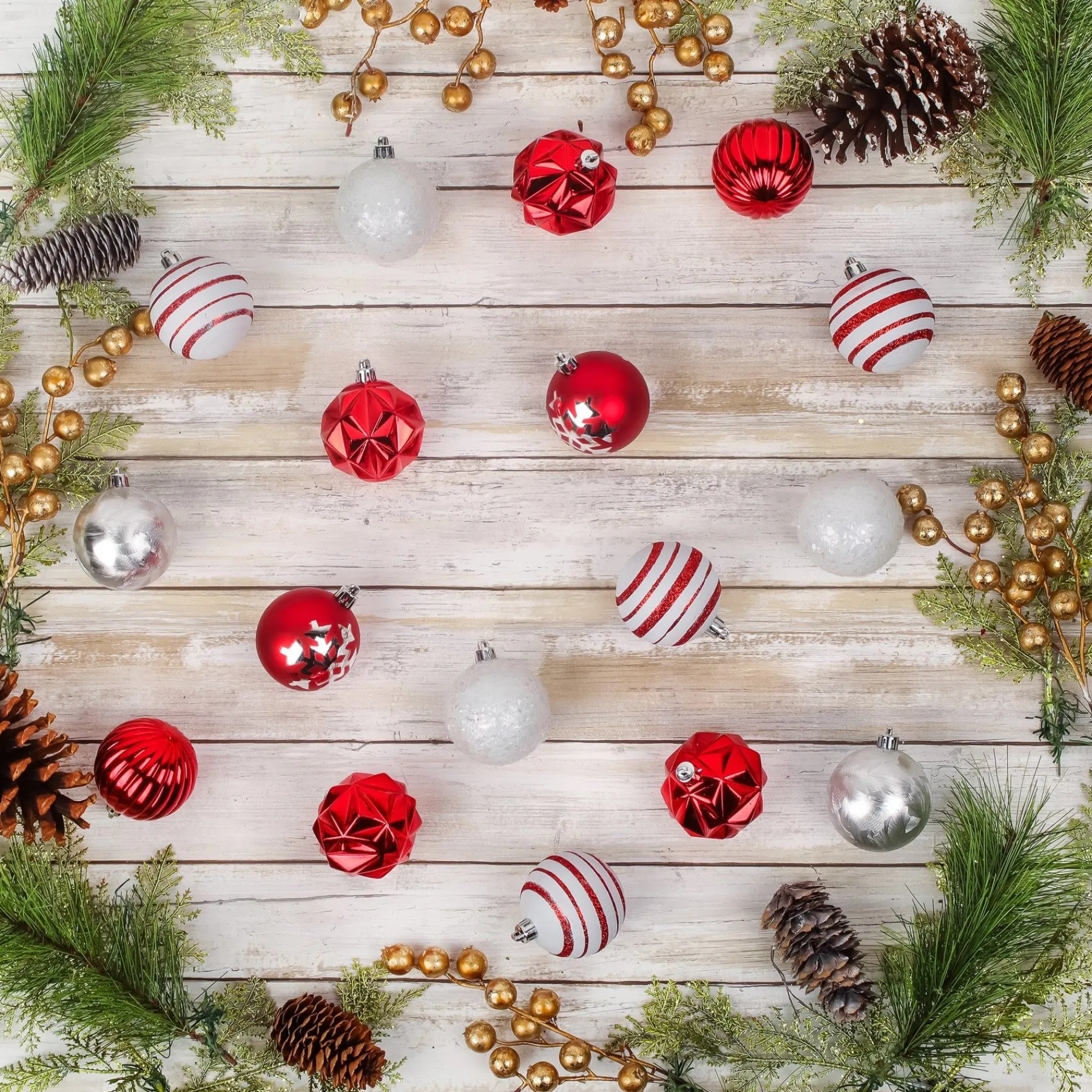 Christmas Ornament-National Tree Company First Traditions - 19" Red Xmas Ball Decor Set