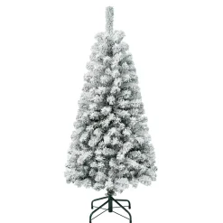 Under 5Ft-National Tree Company First Traditions 4.5 Ft. Acacia Flocked Tree