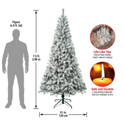 7Ft - 9Ft-National Tree Company First Traditions 7.5 Ft. Acacia Flocked Tree