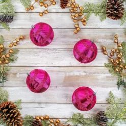 Christmas Ornament-National Tree Company First Traditions 4 Piece Shatterproof Swirling Pink Ornaments