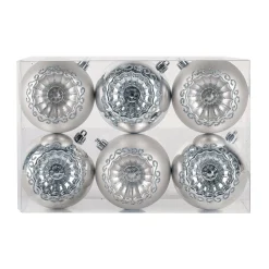 Christmas Ornament-National Tree Company First Traditions 6 Piece Shatterproof Glittering Silver Ornaments