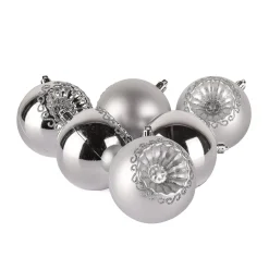Christmas Ornament-National Tree Company First Traditions 6 Piece Shatterproof Glittering Silver Ornaments