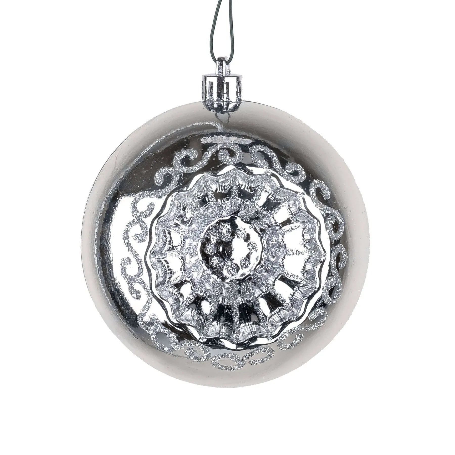 Christmas Ornament-National Tree Company First Traditions 6 Piece Shatterproof Glittering Silver Ornaments
