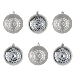 Christmas Ornament-National Tree Company First Traditions 6 Piece Shatterproof Glittering Silver Ornaments