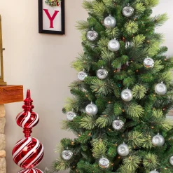 Christmas Ornament-National Tree Company First Traditions 6 Piece Shatterproof Glittering Silver Ornaments