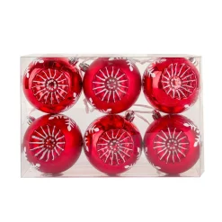 Christmas Ornament-National Tree Company First Traditions 6 Piece Shatterproof Snowflake Red Ornaments