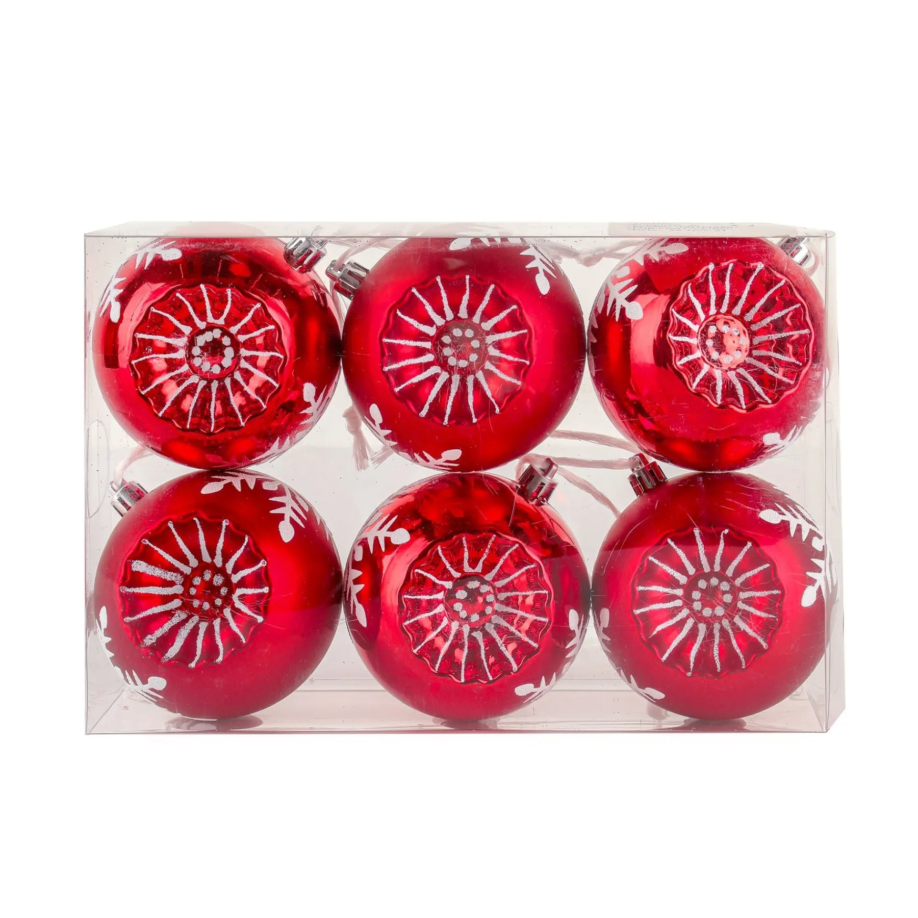 Christmas Ornament-National Tree Company First Traditions 6 Piece Shatterproof Snowflake Red Ornaments