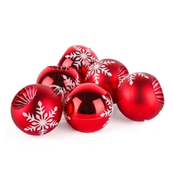 Christmas Ornament-National Tree Company First Traditions 6 Piece Shatterproof Snowflake Red Ornaments