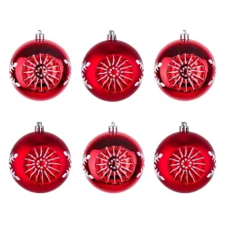 Christmas Ornament-National Tree Company First Traditions 6 Piece Shatterproof Snowflake Red Ornaments