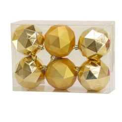 Christmas Ornament-National Tree Company First Traditions 6 Piece Shatterproof Geometric Gold Ornaments