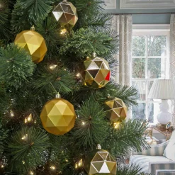 Christmas Ornament-National Tree Company First Traditions 6 Piece Shatterproof Geometric Gold Ornaments