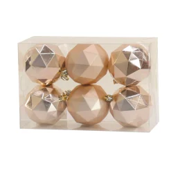 Christmas Ornament-National Tree Company First Traditions 6 Piece Shatterproof Geometric Silver Ornaments