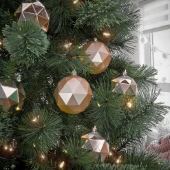 Christmas Ornament-National Tree Company First Traditions 6 Piece Shatterproof Geometric Silver Ornaments