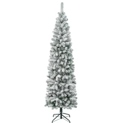 National Tree Company Slim^First Traditions Acacia Flocked Tree Slim Christmas Tree, 7.5 Ft