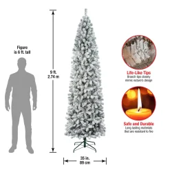 Unlit-National Tree Company First Traditions Acacia Flocked Tree Slim Christmas Tree, 9 Ft