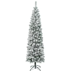 7Ft - 9Ft-National Tree Company First Traditions Acacia Flocked Tree Slim Christmas Tree, 7.5 Ft