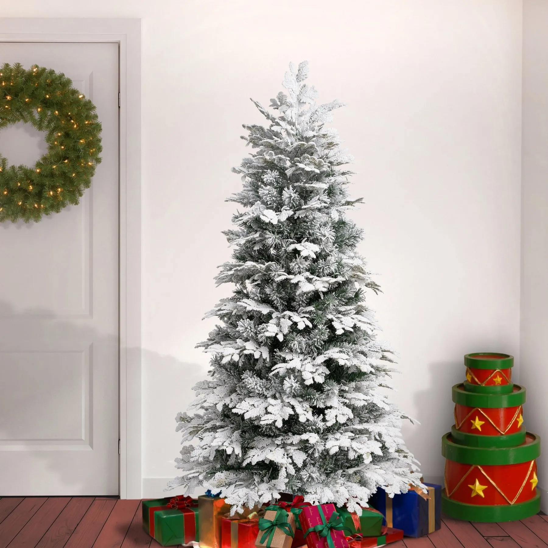 Full-National Tree Company First Traditions Acacius Snowy Christmas Tree, 6 Ft