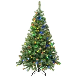 Under 5Ft-National Tree Company First Traditions Collection, 4.5Ft Pre-Lit Artificial Sagamore Hinged Tree, 200 Led Multi Led Lights- Ul