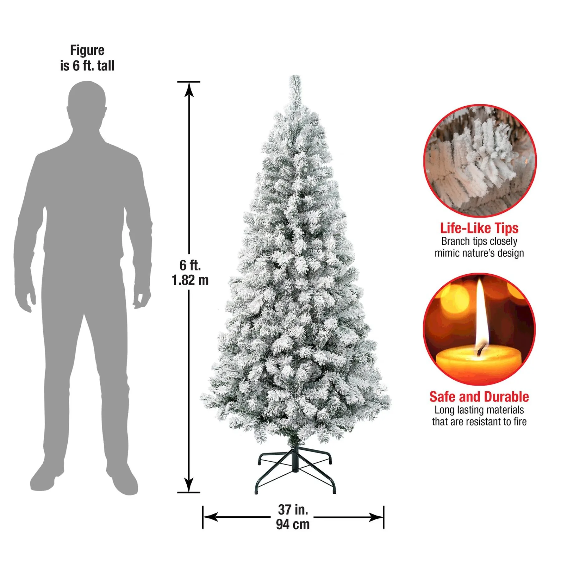 Full-National Tree Company First Traditions Collection Artificial Christmas Tree, Acacia, Flocked, Includes Stand, 6 Feet