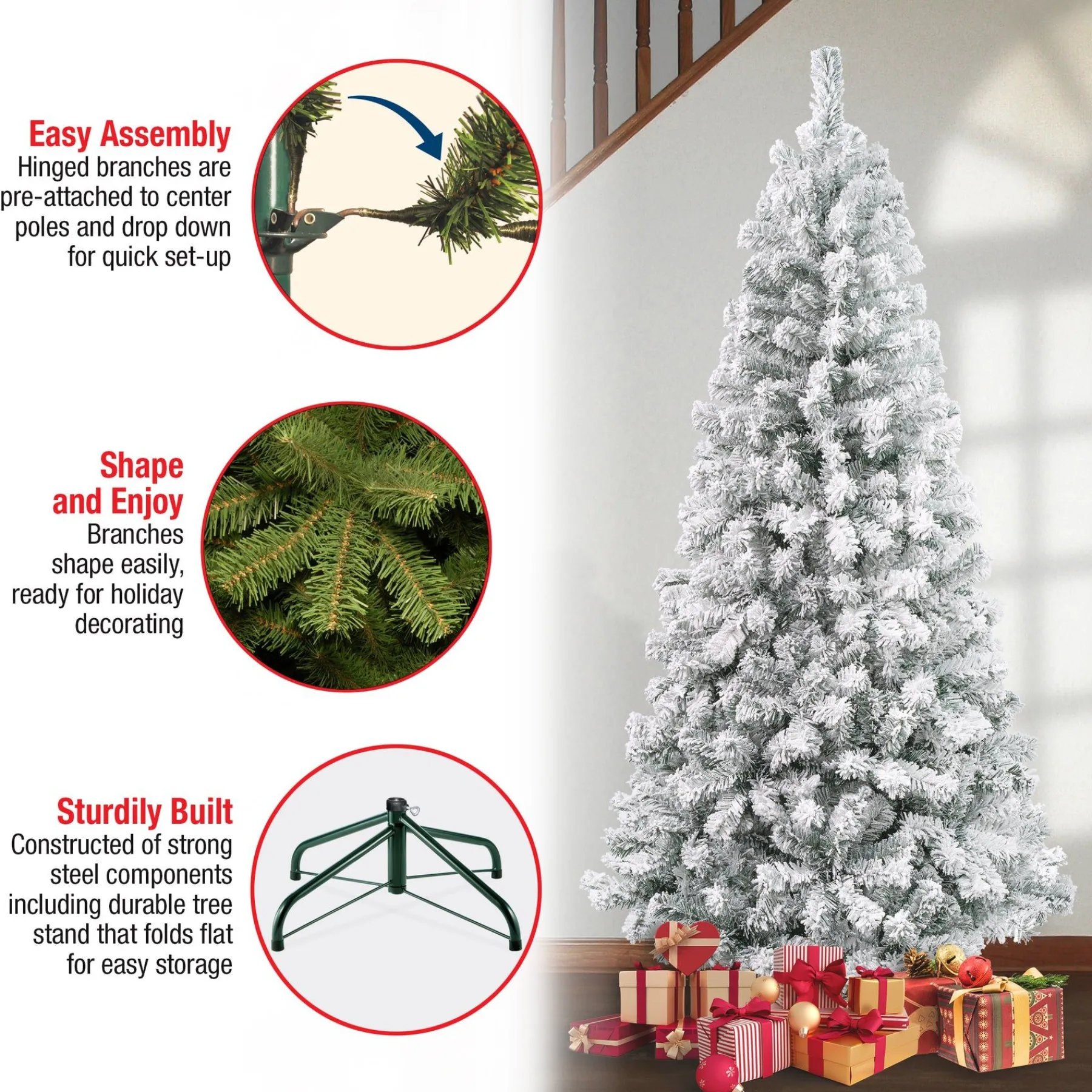 Full-National Tree Company First Traditions Collection Artificial Christmas Tree, Acacia, Flocked, Includes Stand, 6 Feet