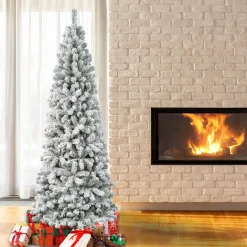 7Ft - 9Ft-National Tree Company First Traditions Collection Artificial Christmas Tree, Acacia, Flocked, Includes Stand, 7.5 Feet