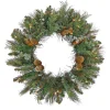 25" To 36" Wreath-National Tree Company First Traditions Collection, 30" Pre-Lit Artificial North Conway Wreath With Glittery Cones And Eucalyptus, 100 Warm White Led Lights- Battery Operated With Timer