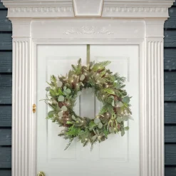 25" To 36" Wreath-National Tree Company First Traditions Collection, 30" Pre-Lit Artificial North Conway Wreath With Glittery Cones And Eucalyptus, 100 Warm White Led Lights- Battery Operated With Timer