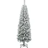 Slim-National Tree Company First Traditions Collection Artificial Christmas Tree, Acacia, Pencil Slim, Flocked, Includes Stand, 6 Feet